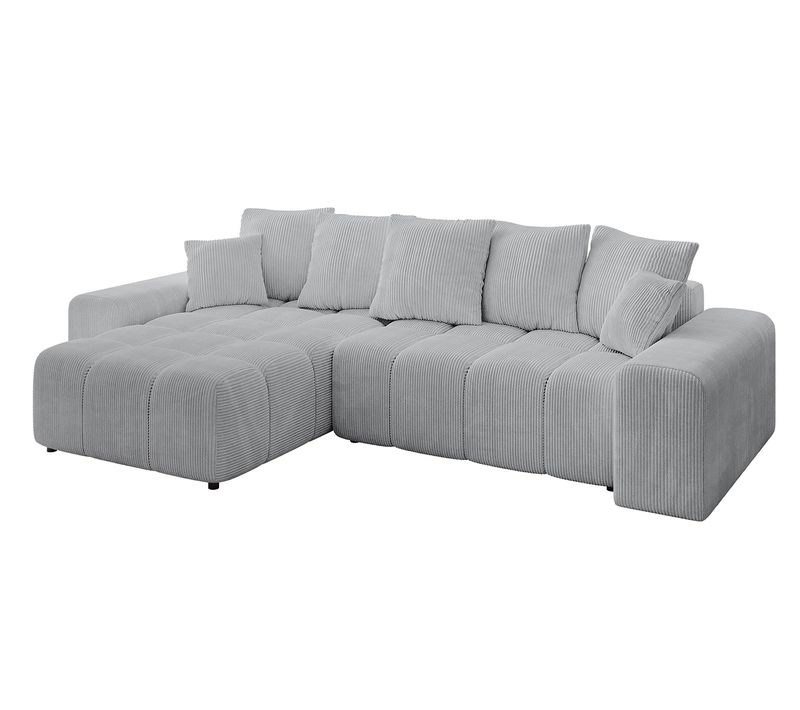 Canapé D'angle Convertible Enil-l 297x189x68 Angle Gauche En Tissu - Gris