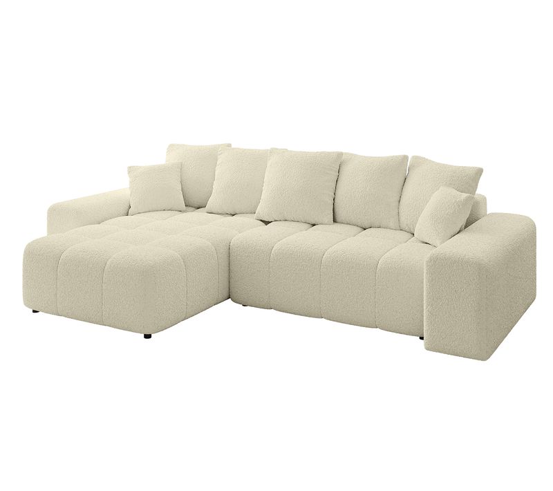 Canapé D'angle Convertible Enil-l 297x189x68 Angle Gauche En Bouclette - Beige