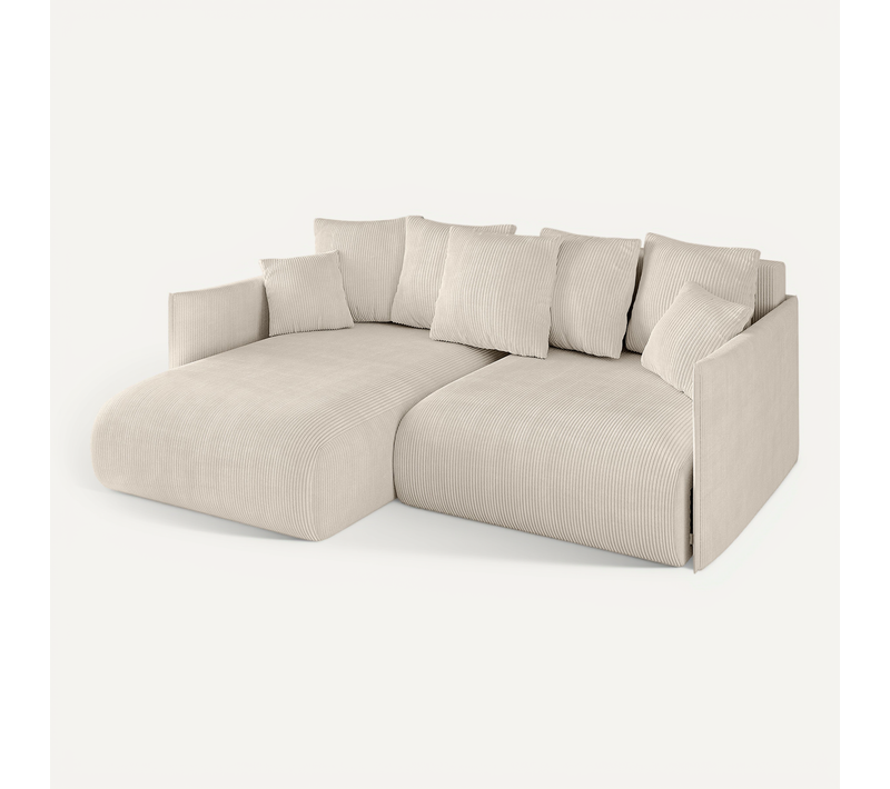 Canapé D'angle Convertible Onesk-l 216x177x72 Angle Gauche En Tissu - Beige