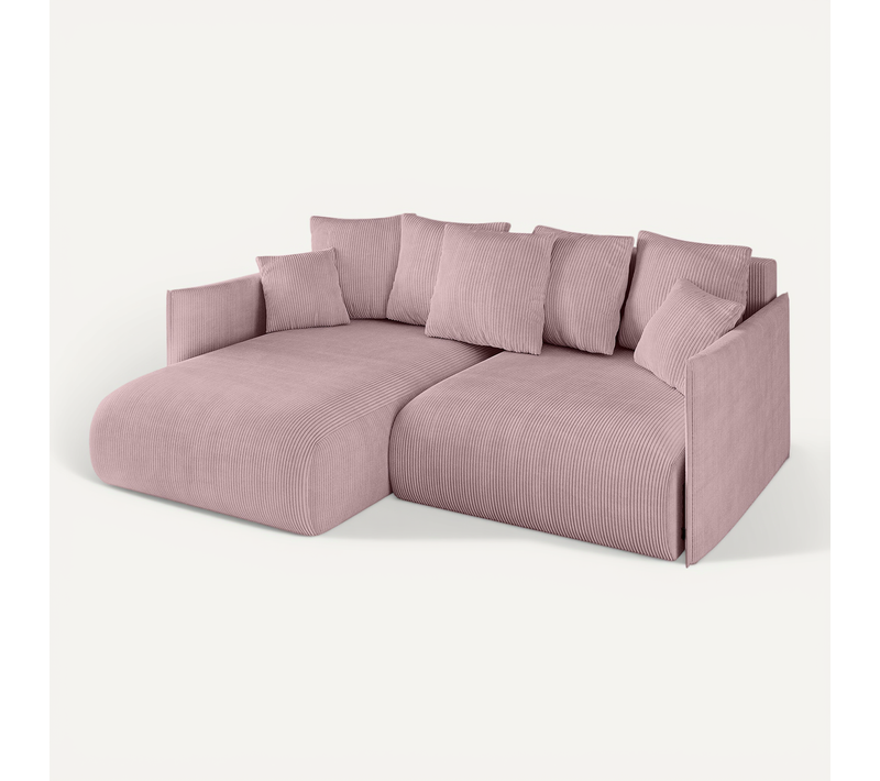 Canapé D'angle Convertible Onesk-l 216x177x72 Angle Gauche En Tissu - Rose