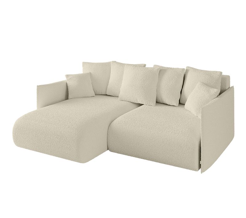 Canapé D'angle Convertible Onesk-l 216x177x72 Angle Gauche En Bouclette - Beige