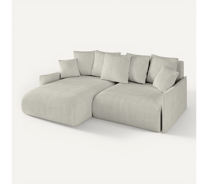 Canapé D'angle Convertible Onesk-l-v1 216x177x72 Angle Gauche En Tissu - Gris Clair