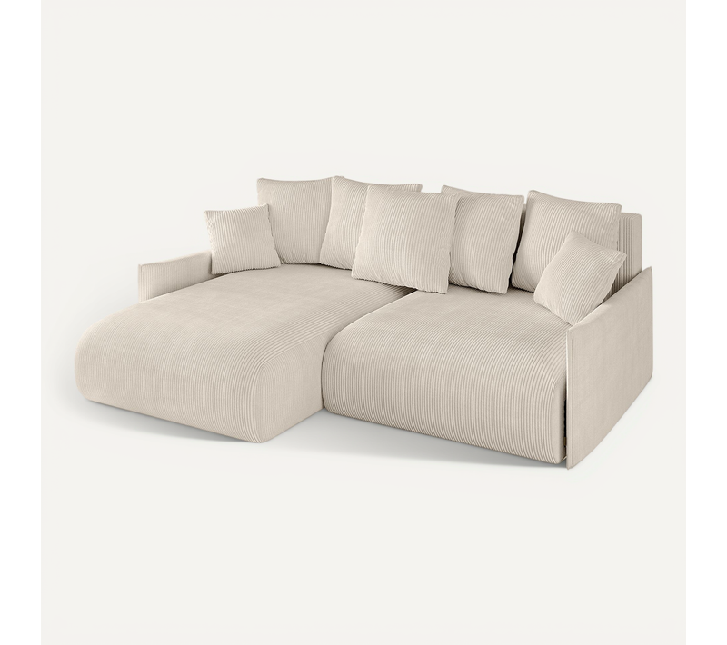 Canapé D'angle Convertible Onesk-l-v1 216x177x72 Angle Gauche En Tissu - Beige