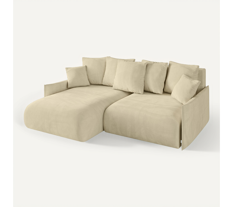 Canapé D'angle Convertible Onesk-l-v1 216x177x72 Angle Gauche En Velours - Beige