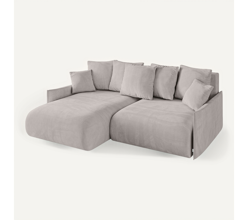 Canapé D'angle Convertible Onesk-l-v1 216x177x72 Angle Gauche En Velours - Beige Clair