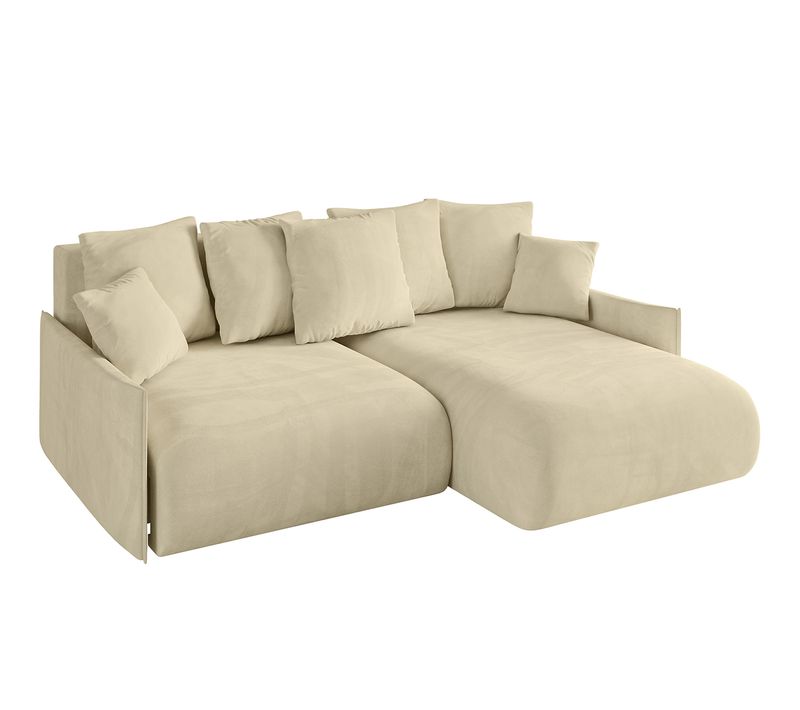 Canapé D'angle Convertible Onesk-l-v1 216x177x72  Angle Droit En Velours - Beige