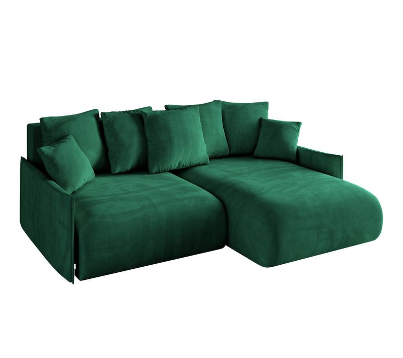 Canapé D'angle Convertible Onesk-l-v1 216x177x72  Angle Droit En Velours - Vert
