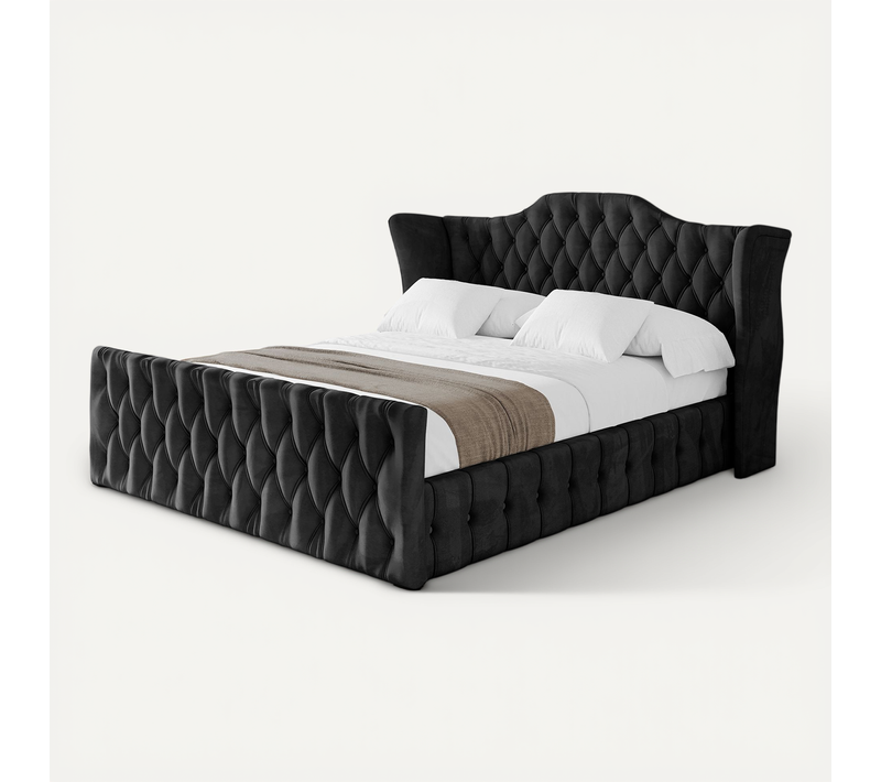 Lit Tapissé Avec Tête De Lit Tissu Pet-friendly - Mody-z 140x200 Cm Noir