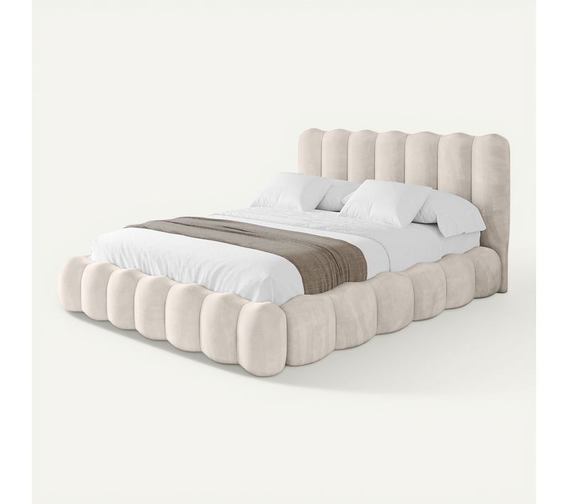 Lit Tapissé Avec Un Coffre De Rangement - Sora 160x200 Beige