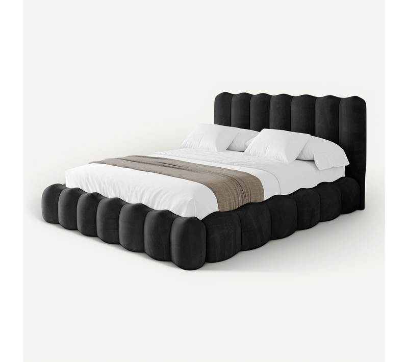 Lit Tapissé Avec Un Coffre De Rangement - Sora 160x200 Noir