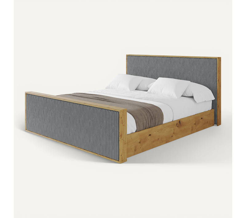 Lit Tapissé Avec Un Coffre De Rangement Tissu Côtelée - Enzo10-z 140x200 Gris Foncé