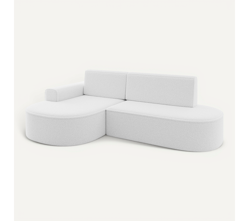 Canapé D’angle Convertible Et Coffre De Rangement, Gauche Mari-l1-s - 283x167x85 Bouclé Blanc