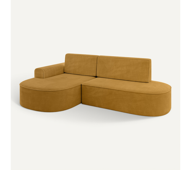 Canapé D’angle Convertible Et Coffre De Rangement, Gauche Mari-l1-s - 283x167x85 Côtelé Moutarde