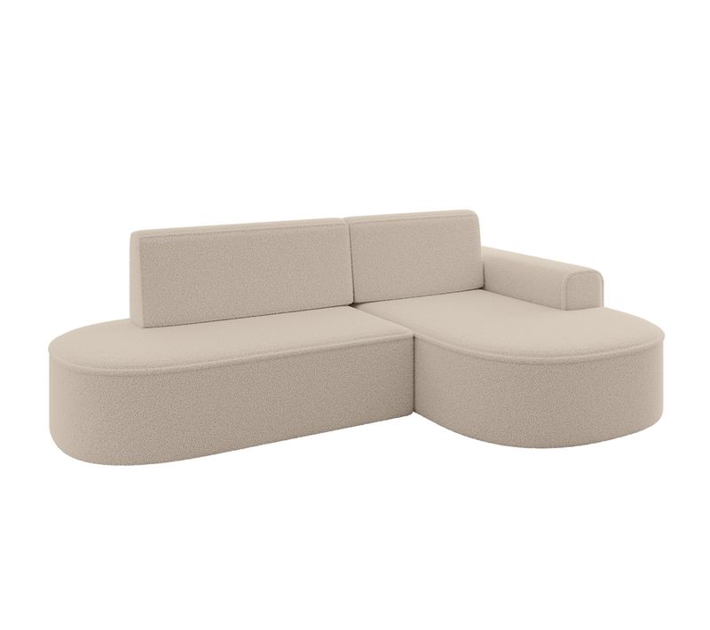 Canapé D’angle Convertible Et Coffre De Rangement, Droite Mari-l1-s - 283x167x73 Bouclé Beige Foncé