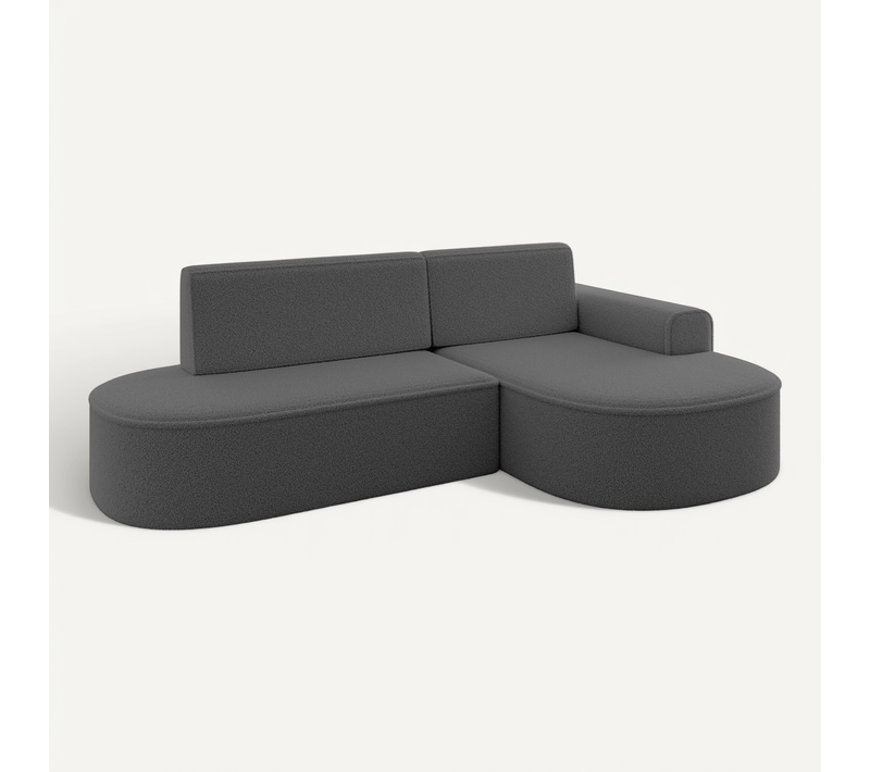 Canapé D’angle Convertible Et Coffre De Rangement, Droite Mari-l1-s - 283x167x85 Bouclé Gris