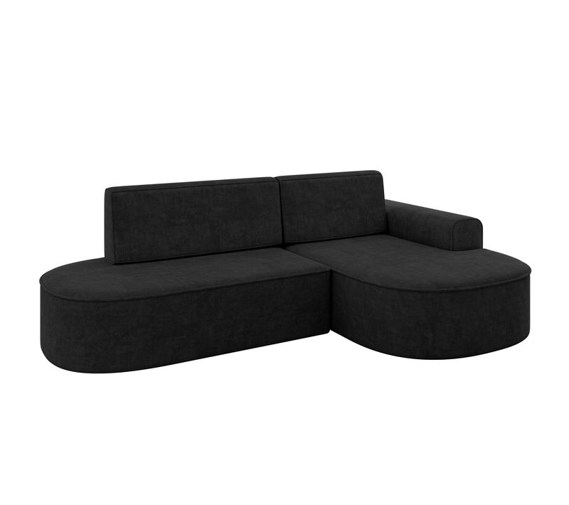 Canapé D’angle Convertible Et Coffre De Rangement, Droite Mari-l1-s - 283x167x73 Velours Noir
