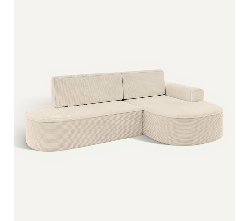 Canapé D’angle Convertible Et Coffre De Rangement, Droite Mari-l1-s - 283x167x85 Côtelé Beige