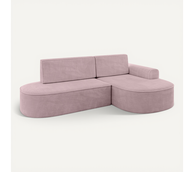 Canapé D’angle Convertible Et Coffre De Rangement, Droite Mari-l1-s - 283x167x85 Côtelé Rose
