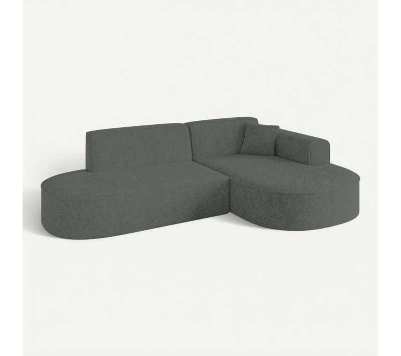 Canapé D'angle Mari-l1 243x171x79,5 Angle Droit En Tissu - Vert