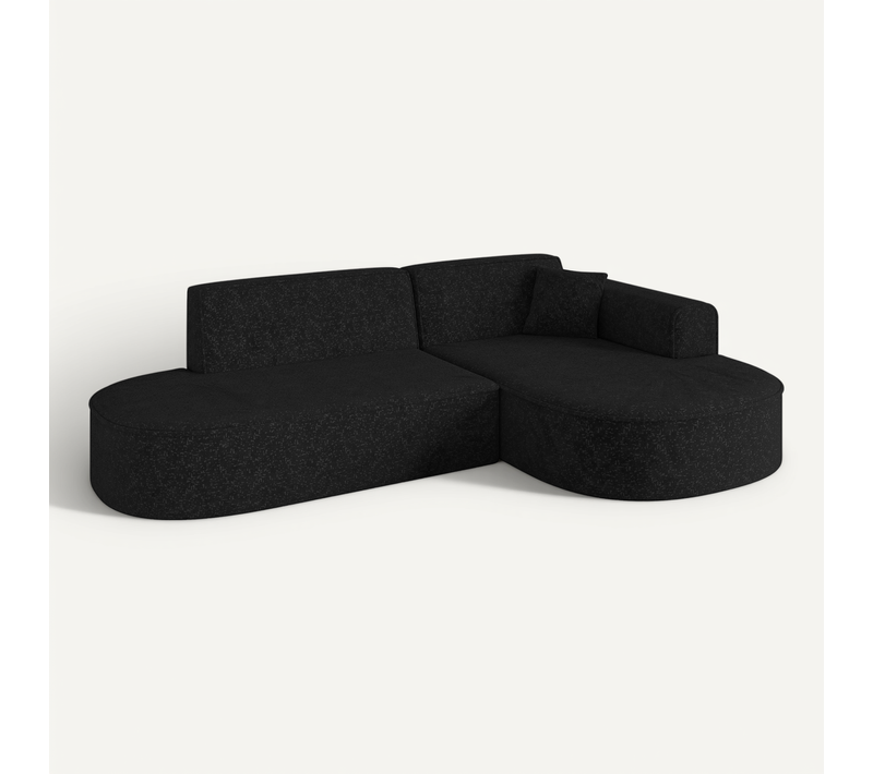 Canapé D'angle Mari-l1 243x171x79,5 Angle Droit En Tissu - Noir