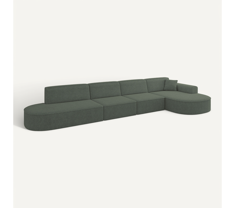 Canapé D'angle Mari-l3 413x171x79,5 Angle Droit En Tissu - Vert