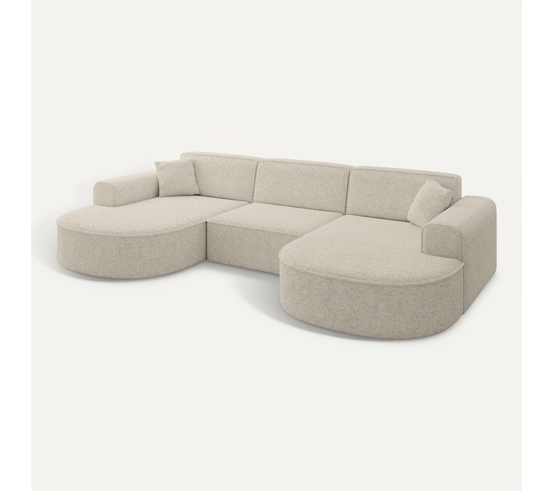 Canapé D'angle Mari-u1 295x171x79,5 Panoramique En Tissu - Beige