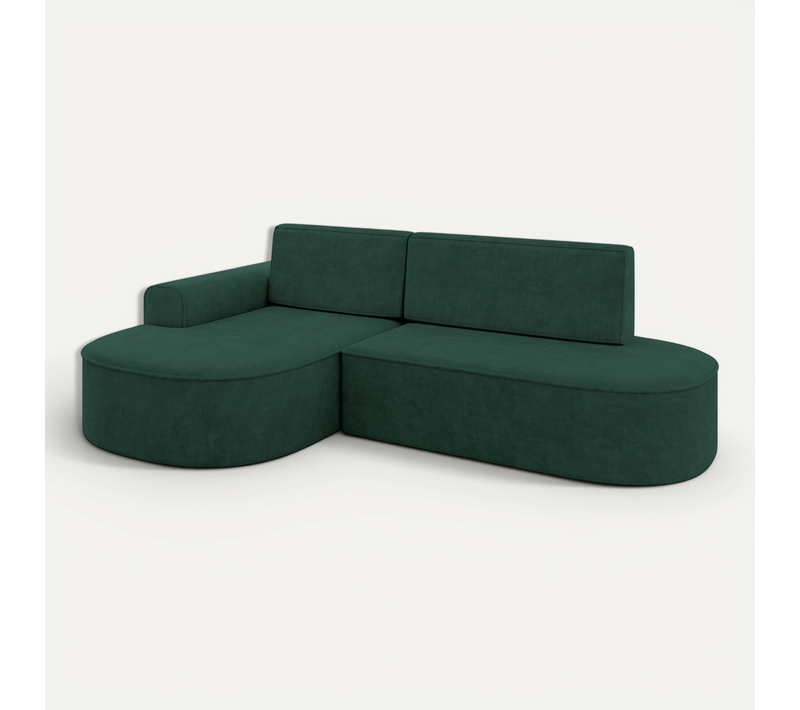 Canapé D’angle Convertible Et Coffre De Rangement, Gauche Mari-l1-s - 283x167x85 Velours Vert