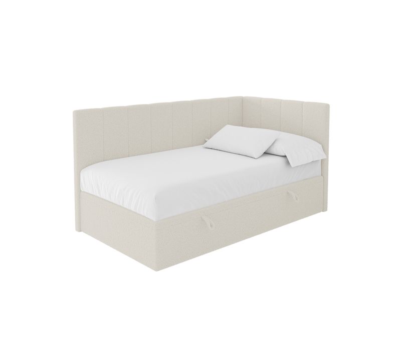 Lit Simple Avec Coffre De Rangement Lovy, Gauche 100x200 Cm Beige