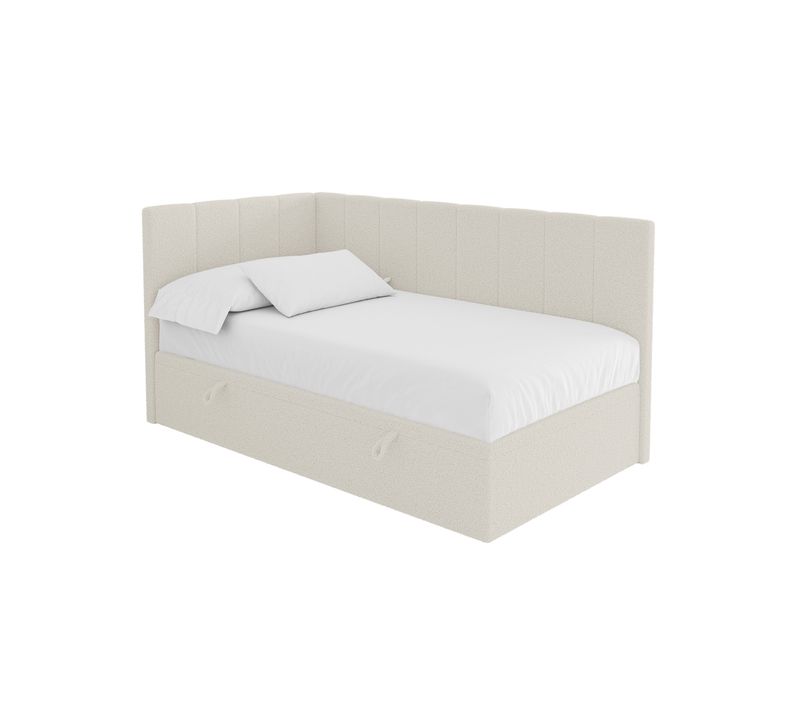 Lit Simple, Coffre De Rangement, Droite - Lovy 80x200 Beige