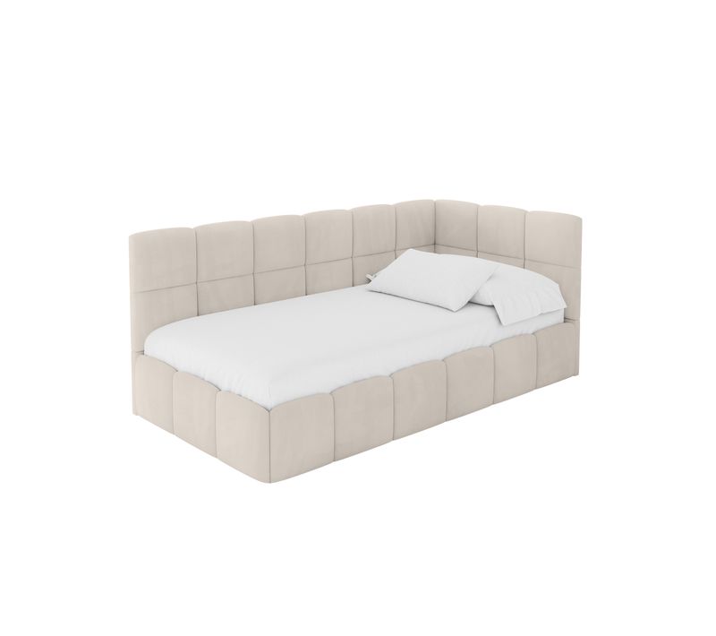 Lit Simple Avec Coffre De Rangement, Gauche-livy 80x200 Cm Beige
