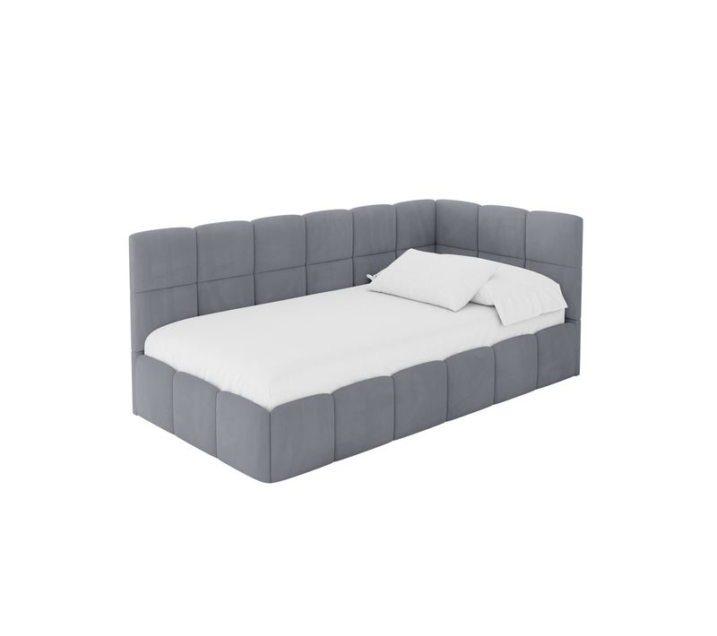 Lit Simple Avec Coffre De Rangement, Gauche-livy 90x200 Cm Gris
