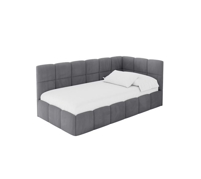 Lit Simple Avec Coffre De Rangement, Gauche-livy 80x200 Cm Gris Foncé