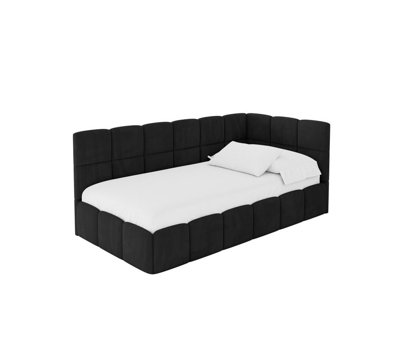 Lit Simple Avec Coffre De Rangement, Gauche-livy 100x200 Cm Noir