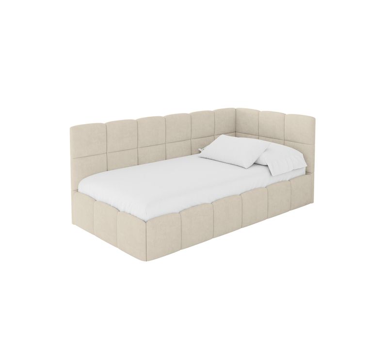 Lit Simple Avec Coffre De Rangement, Gauche-livy 100x200 Cm Beige