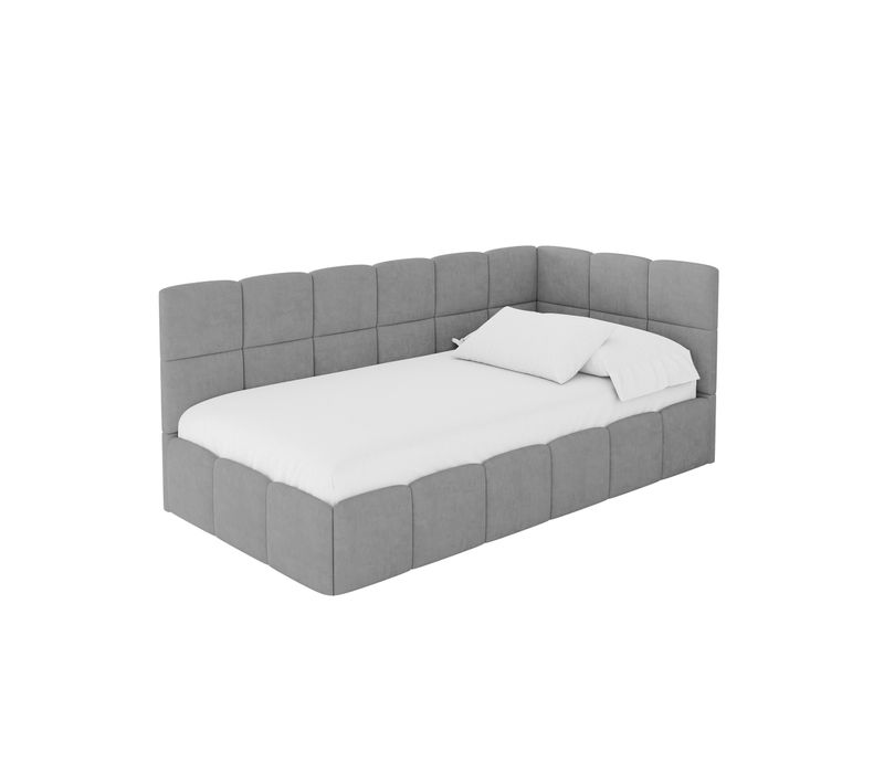 Lit Simple Avec Coffre De Rangement, Gauche-livy 100x200 Cm Gris