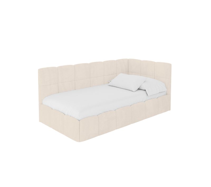 Lit Simple Avec Coffre De Rangement, Gauche-livy 80x200 Cm Beige