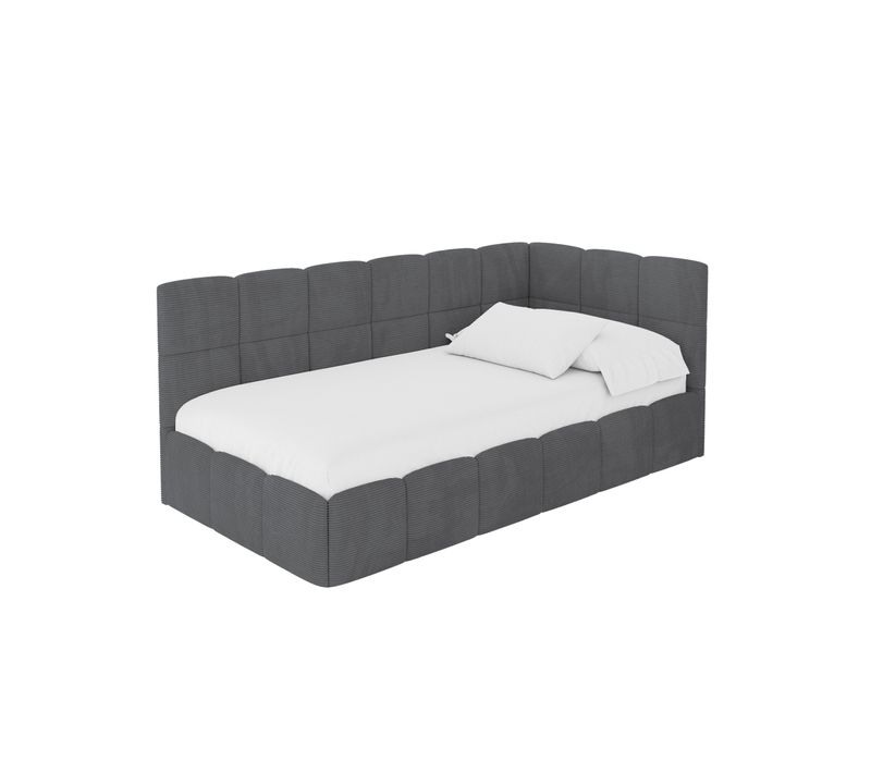 Lit Simple Avec Coffre De Rangement, Gauche-livy 80x200 Cm Gris Foncé