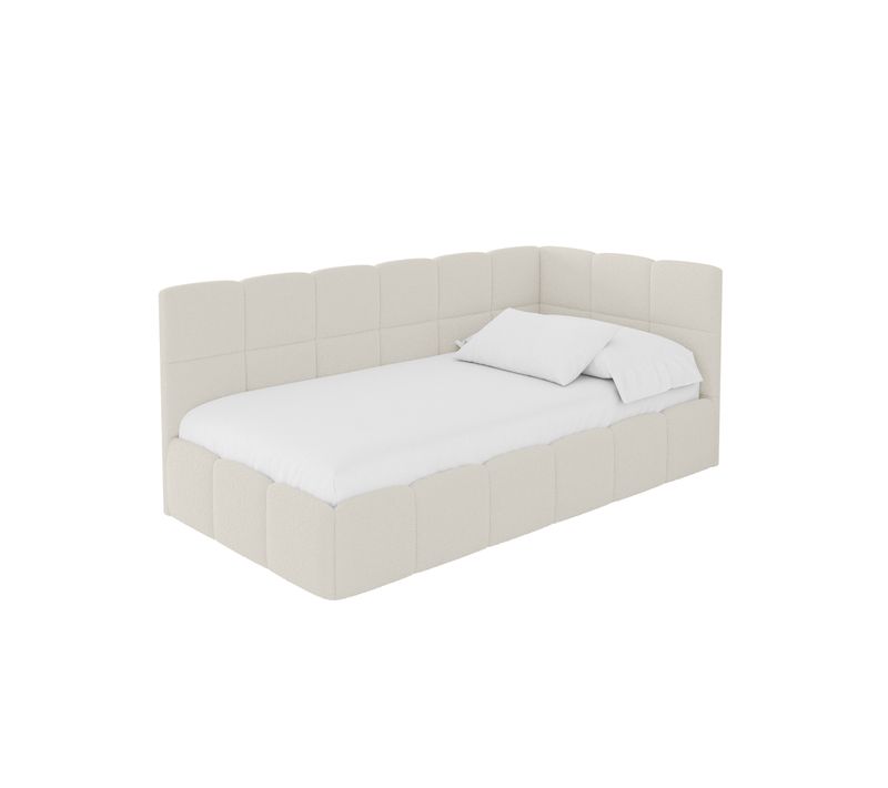 Lit Simple Avec Coffre De Rangement, Gauche-livy 80x200 Cm Beige