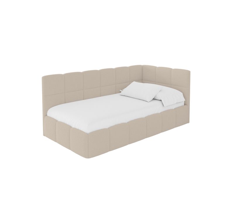 Lit Simple Avec Coffre De Rangement, Gauche-livy 100x200 Cm Beige Foncé