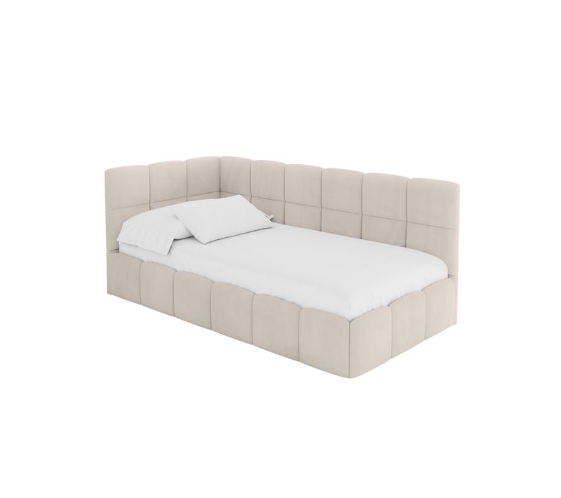Lit Simple Avec Coffre De Rangement, Droite - Livy 80x200 Beige