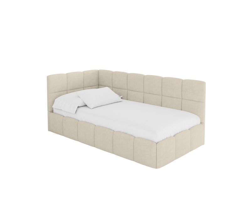 Lit Simple Avec Coffre De Rangement, Droite - Livy 90x200 Beige