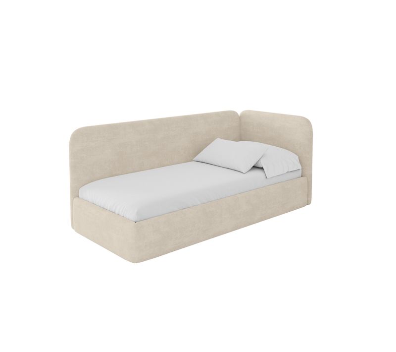 Lit Adolescent Gauche Avec Rangement Elsy 80x200cm Champagne En Velours