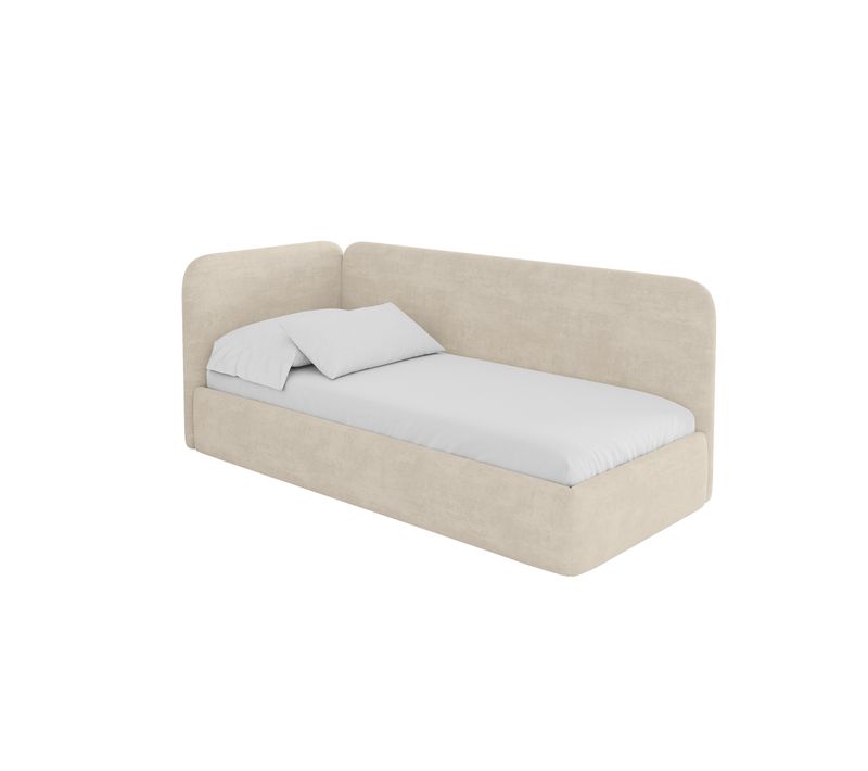 Lit Adolescent Droit Avec Rangement Elsy 80x200cm Champagne En Velours