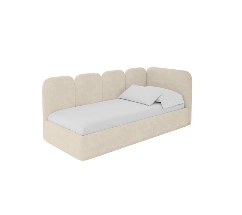 Lit Adolescent Gauche Avec Rangement Vely 100x200cm Champagne En Velours