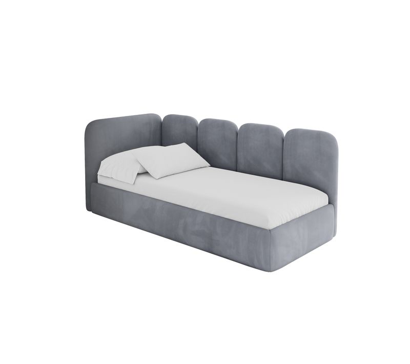 Lit Adolescent Droit Avec Rangement Vely 100x200cm Gris En Velours