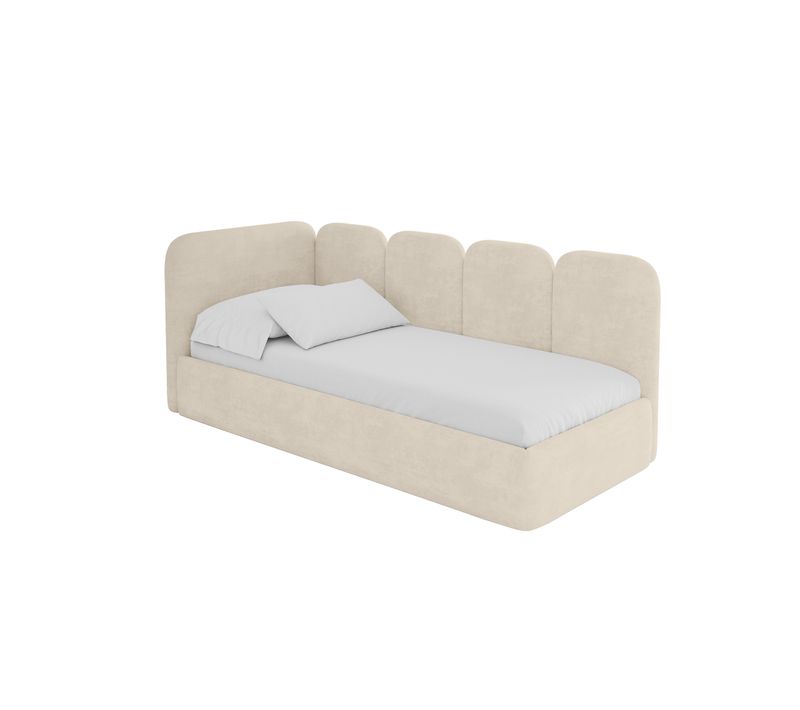 Lit Adolescent Droit Avec Rangement Vely 100x200cm Champagne En Velours