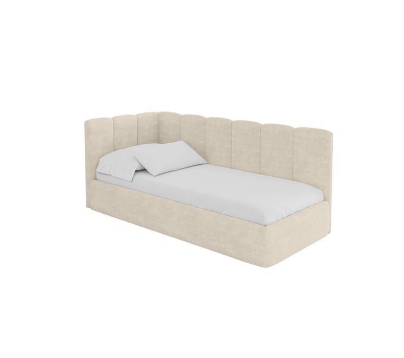 Lit Adolescent Droit Avec Rangement Dexy 90x200cm Champagne En Velours
