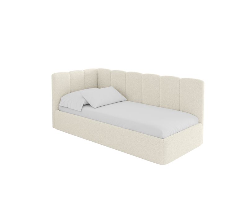 Lit Adolescent Droit Avec Rangement Dexy 100x200cm Beige En Bouclé