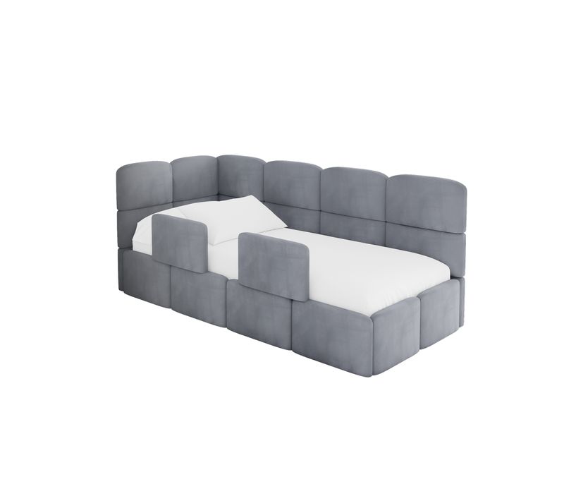 Lit Adolescent Droit Avec Rangement Kivy 80x200cm Gris En Velours