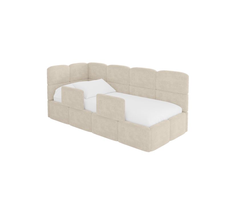 Lit Adolescent Droit Avec Rangement Kivy 90x200cm Champagne En Velours